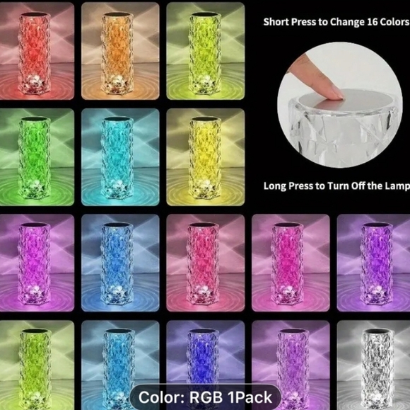 NIB RGD LED Crystal Diamond Rose Table Lamp - Picture 3 of 9